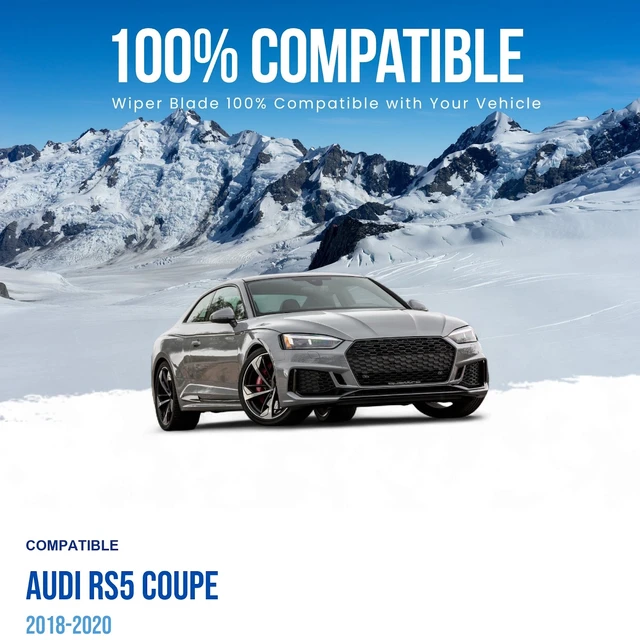 Alt view image 3 of 6 - Silbak Wiper Blade compatible with Audi RS5 Coupe 2018-2020, Front Set of Two, Driver Side 24" (600 mm), Passenger Side 20" (500 mm), Muson Pro Flat Wiper Blades