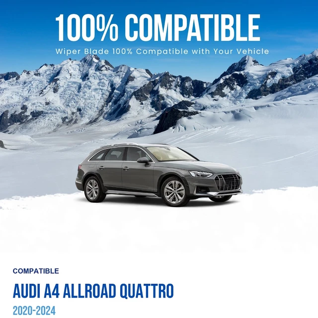 Alt view image 3 of 6 - Silbak Wiper Blade compatible with Audi A4 Allroad Quattro 2020-2024, Front Set of Two, Driver Side 24" (600 mm), Passenger Side 20" (500 mm)