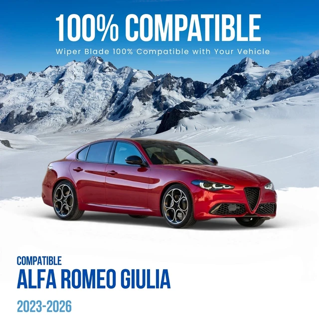 Alt view image 2 of 6 - Silbak Muson Pro Flat Wiper Blades, Compatible with Alfa Romeo Giulia 2023-2026, Driver Side 25 in (630 mm) Passenger Side 18 in (450 mm)