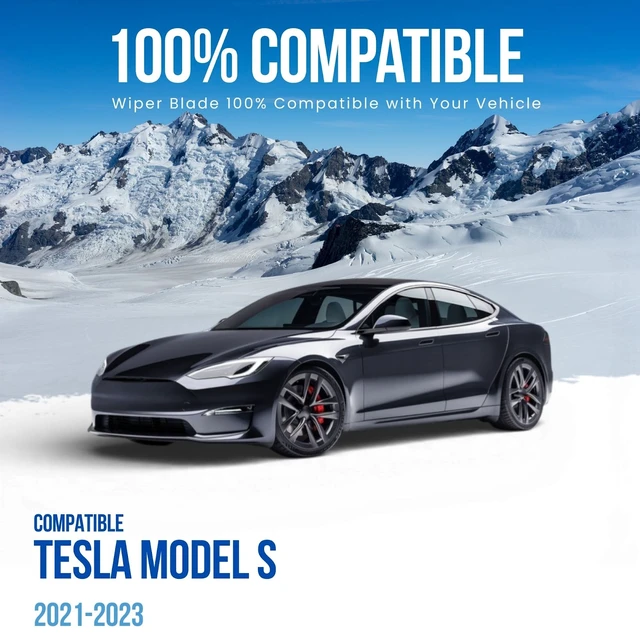 Alt view image 2 of 7 - Silbak Muson PRO Premium Flat Wiper Blades Compatible with Tesla Model S 2021-2023, Driver Side 28 in (700 mm) Passenger Side 17 in (430 mm)
