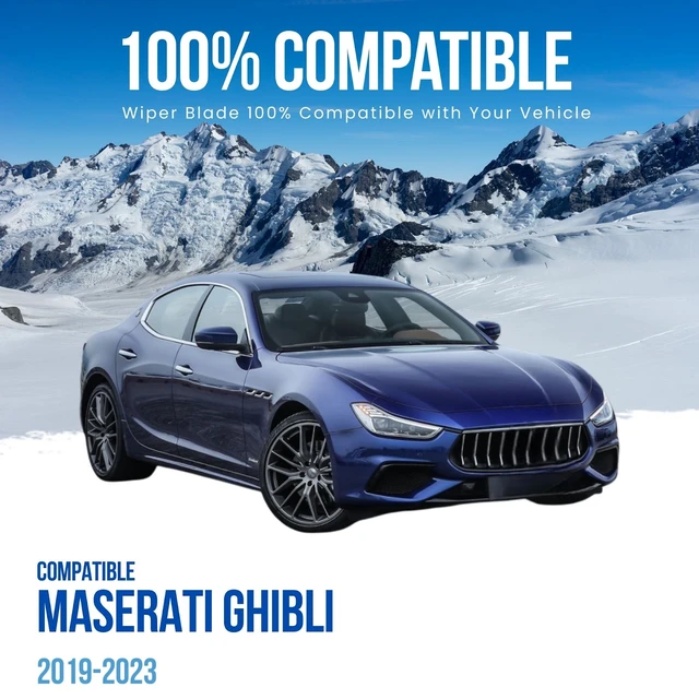 Alt view image 2 of 6 - Silbak Windshield Wiper Blade Set 2-Piece, Compatible with Maserati Ghibli 2019-2023, Muson Pro, Driver Side 26 in (650 mm) Passenger Side 19 in (480 mm)