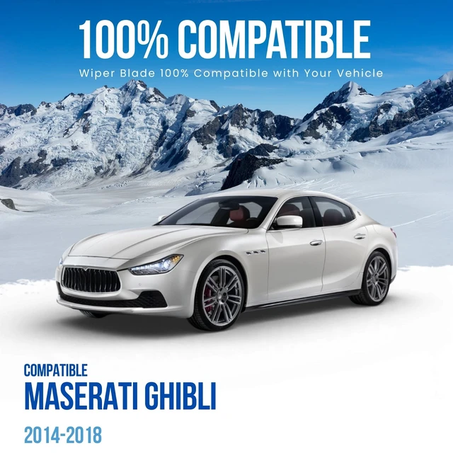 Alt view image 2 of 6 - Silbak Windshield Wiper Blades, compatible with Maserati Ghibli 2014-2018, Driver Side 26 in (650 mm) Passenger Side 19 in (480 mm)