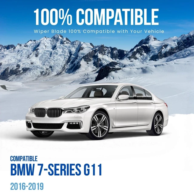 Alt view image 2 of 6 - Silbak Flat Windshield Wiper Blade Set Compatible with BMW 7-Series G11 2016-2019, Front Driver Side 26 in (650 mm) Passenger Side 19 in (480 mm)