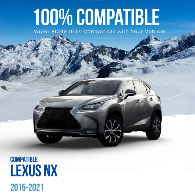 Alt view image 2 of 6 - Silbak Windshield Wiper Blade Set compatible with Lexus NX 2015-2021, Driver Side 26 in (650 mm) Passenger Side 16 in (400 mm) Flat Wiper Blade