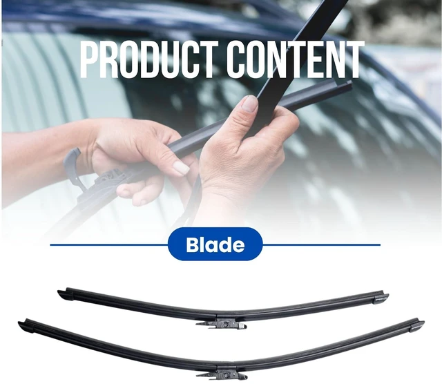 Alt view image 3 of 7 - Silbak Muson PRO Flat Wiper Blades Compatible with Audi A3 2008-2013 Front Driver side 24 in/600 mm Passenger side 19 in/480 mm
