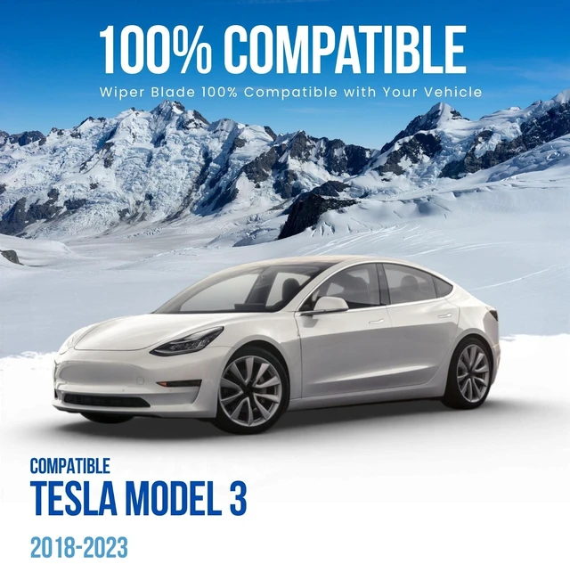 Alt view image 2 of 6 - Silbak Muson PRO Flat Wiper Blade Set, Compatible with Tesla Model 3 2018-2023, Front Driver Side 26in/650mm Passenger Side 19in/480mm