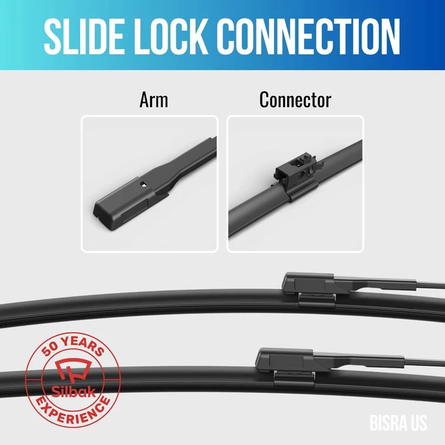 Alt view image 6 of 6 - Silbak Muson Pro Flat Wiper Blade Set Compatible with Mercedes-Benz GLC 2020-2023 Driver 22 in (550 mm) Passenger 22 in (550 mm)