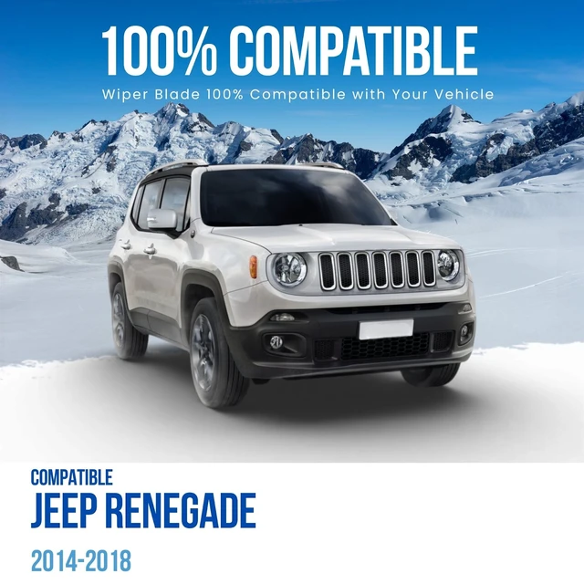 Alt view image 2 of 7 - Silbak MUSON PRO Flat Wiper Blade compatible with Jeep Renegade 2014-2018, Front Windshield Wiper Set Driver 22" Passenger 20"