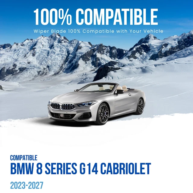 Alt view image 3 of 7 - Silbak Muson Pro Windshield Flat Wiper Blade Front Set compatible with BMW 8 Series G14 Cabriolet 2023-2027, Driver Side 26 in (650 mm), Passenger Side 16 in (400 mm)