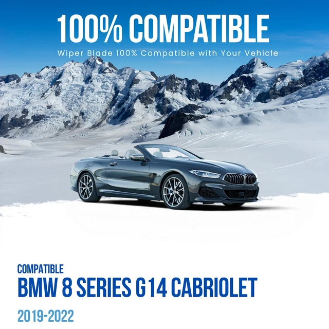 Alt view image 3 of 7 - Silbak Premium Flat Windshield Wiper Blade Front Set compatible with BMW 8 Series G14 Cabriolet 2019-2022 Driver Side 26 in (650 mm) Passenger Side 16 in (400 mm)