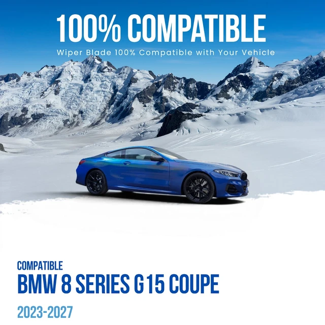 Alt view image 3 of 7 - Silbak Premium Flat Wiper Blade Front Set Compatible with BMW 8 Series G15 Coupe 2023-2027 Driver Side 26 in (650 mm) Passenger Side 16 in (400 mm)