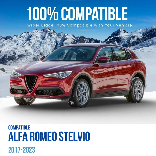 Alt view image 2 of 6 - Silbak MUSON PRO Flat Wiper Blade compatible with Alfa Romeo Stelvio 2017-2023, 26" (650 mm) / 18" (450 mm), Front