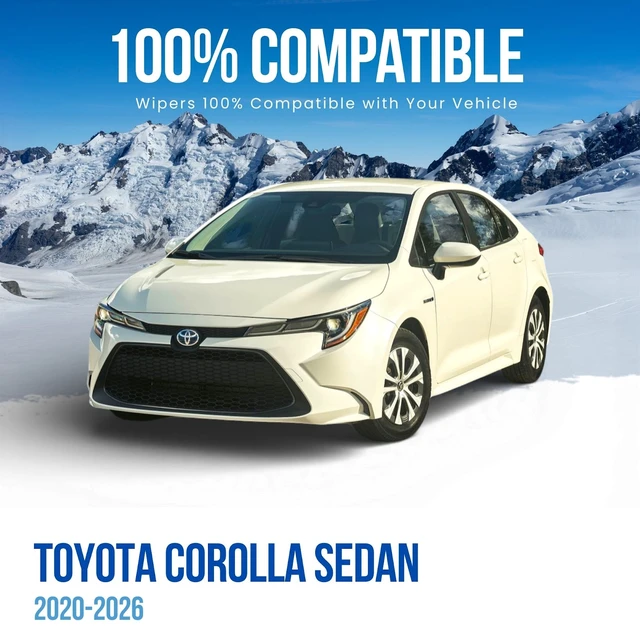 Alt view image 3 of 6 - Silbak Hybrid Wiper Blades compatible with Toyota Corolla Sedan 2020-2026, Driver side 700mm (28in) Passenger side 350mm (14in)