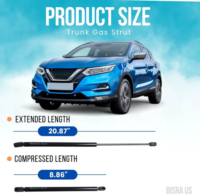 Alt view image 3 of 7 - BISRA Trunk Gas Strut Compatible with Nissan Qashqai J11 2014-2021 425 N ( 95.5 lbf), Extended 20.87 in (530.1 mm), Compressed 8.86 in (225.0 mm)