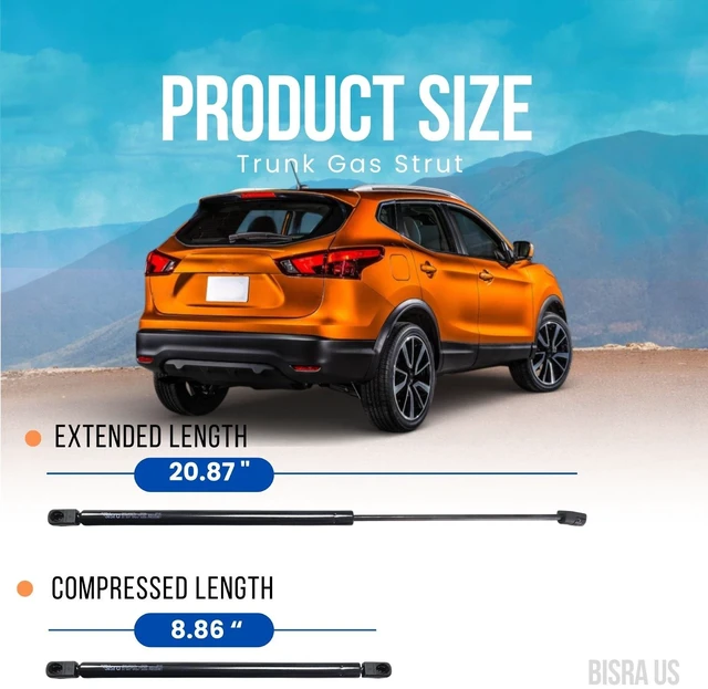 Alt view image 7 of 7 - BISRA Trunk Gas Strut Compatible with Nissan Rogue Sport 2017-2022, 2 Units, Black, 425 N ( 95.5 lbf), Extended 20.87 in (530.1 mm), Compressed 8.86 in (225.0 mm)