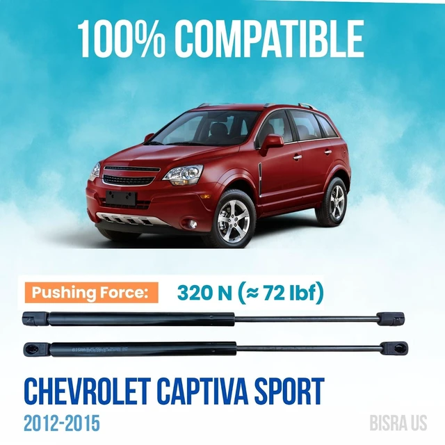 Alt view image 2 of 5 - BISRA Front Hood Lift Support Gas Strut compatible with Chevrolet Captiva Sport 2012-2015, 320 N (72 lbf) Pushing Force, Right and Left, Set of 2