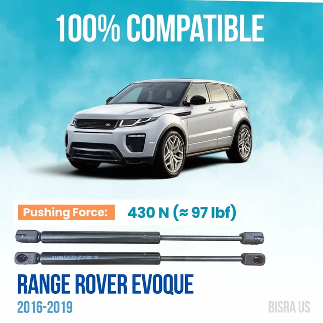 Alt view image 2 of 5 - BISRA Front Hood Gas Struts compatible with Range Rover Evoque 2016-2019, 430N (97 lbf) Pushing Force, Right and Left, Set of 2