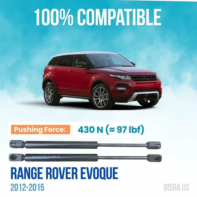 Alt view image 2 of 5 - BISRA Front Hood Gas Struts compatible with Range Rover Evoque 2012-2015, 430N (97 lbf) Pushing Force, Right and Left, Set of 2
