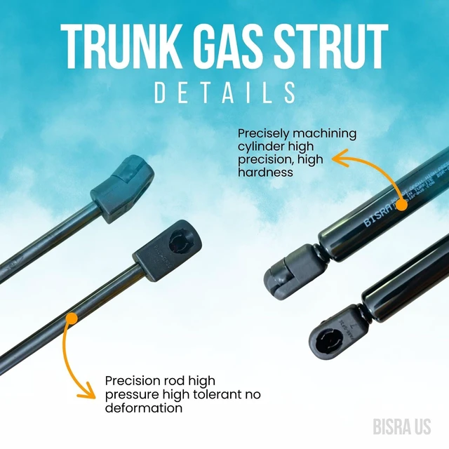 Alt view image 4 of 5 - BISRA Front Hood Struts, Gas Strut compatible with Chrysler 300C 2005-2012, 520N (116.90 lbf), Extended Length 13.25 in (336.6 mm), Set of 2, Made in Turkey