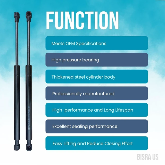 Alt view image 3 of 5 - BISRA Lift Support Gas Strut compatible with BMW 1 Series E88 Cabriolet 2008-2013, Rear Trunk Lid, 260 N (58 lbf), Set of 2, Right and Left