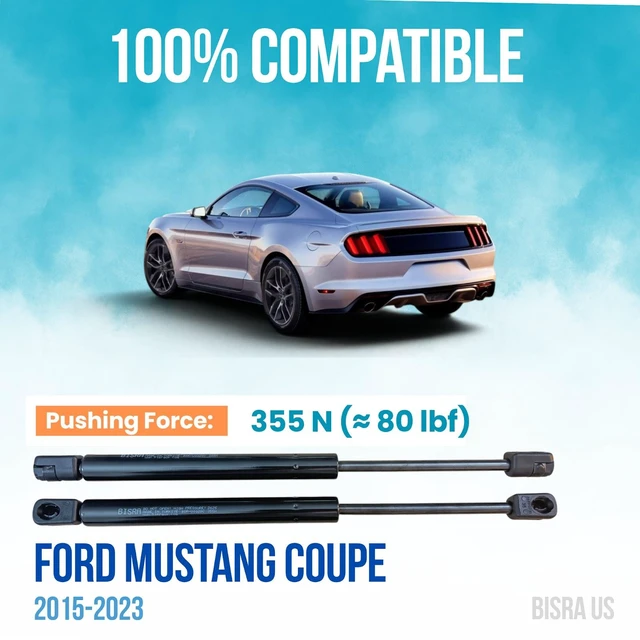 Alt view image 2 of 5 - BISRA Lift Support Gas Strut compatible with Ford Mustang Coupe 2015-2023, Rear Trunk Lid Set of 2, 355 N ( 80 lbf), Left and Right