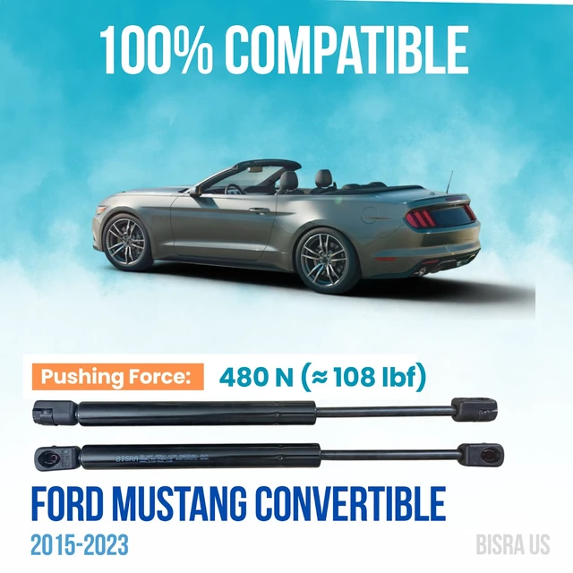 Alt view image 2 of 5 - BISRA Lift Support Gas Strut compatible with Ford Mustang Convertible 2015-2023 Rear Trunk Set of 2 480 N(108 lbf) Right and Left