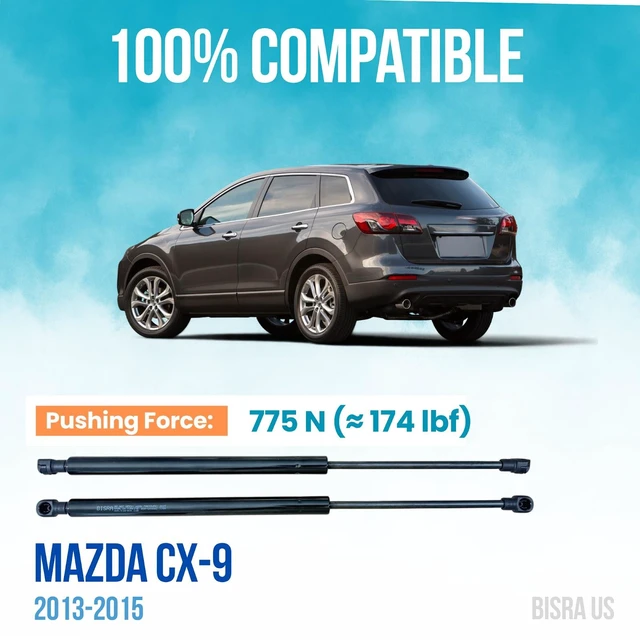 Alt view image 2 of 5 - BISRA Lift Support Gas Strut Compatible with Mazda CX-9 2013-2015 Rear Trunk Tailgate Set of 2, 775 N (174 lbf), Right and Left