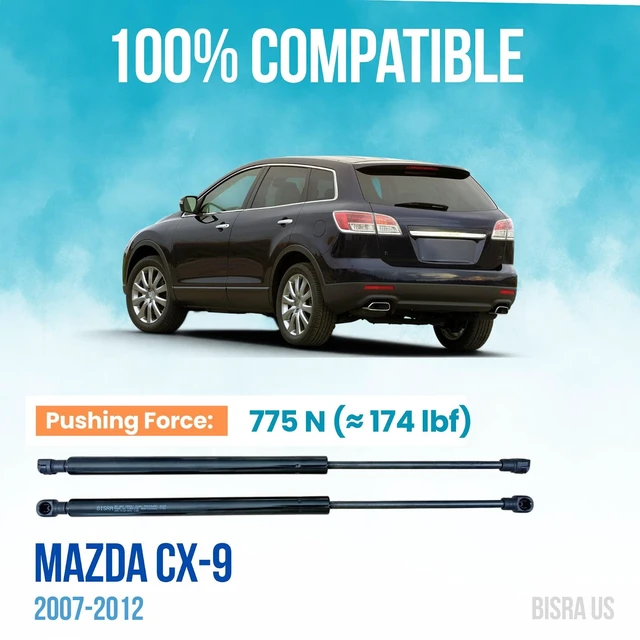 Alt view image 2 of 5 - BISRA Lift Support Gas Strut Compatible with Mazda CX-9 2007-2012 Rear Trunk Tailgate Set of 2, 775 N (174 lbf), Right and Left