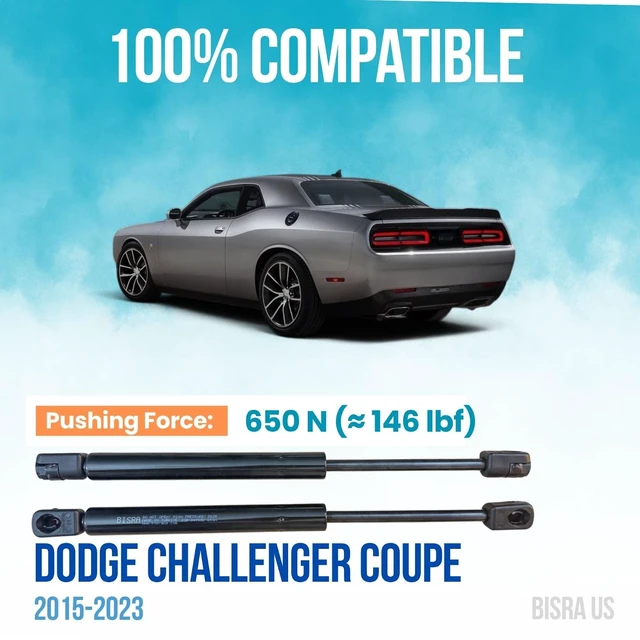 Alt view image 2 of 5 - BISRA Lift Support Gas Strut compatible with Dodge Challenger Coupe 2015-2023, Rear Trunk Set of 2, 650 N (146 lbf), Left and Right