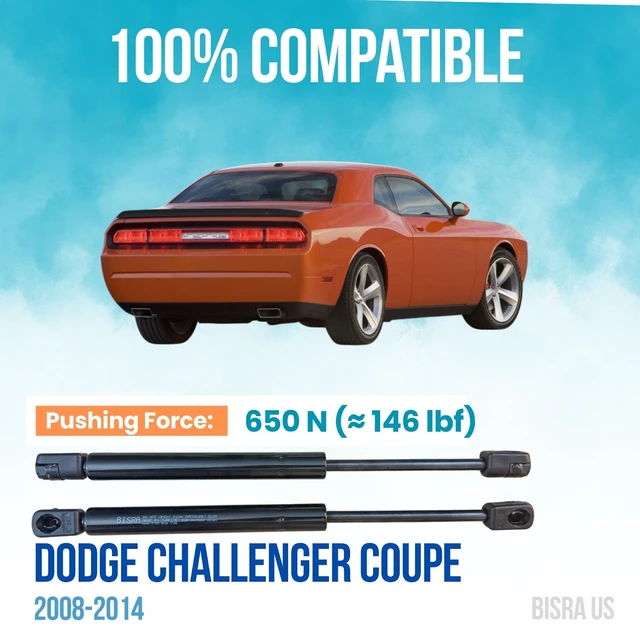 Alt view image 2 of 5 - BISRA Lift Support Gas Strut compatible with Dodge Challenger Coupe 2008-2014 Rear Trunk Strut Set of 2 650 N(146 lbf) Left and Right