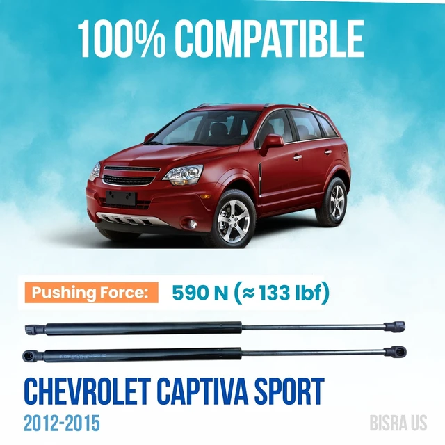 Alt view image 2 of 5 - BISRA Trunk Lift Support Gas Strut compatible with Chevrolet Captiva Sport 2012-2015, Rear Trunk Strut Set of 2, 590 N (133 lbf), Left and Right