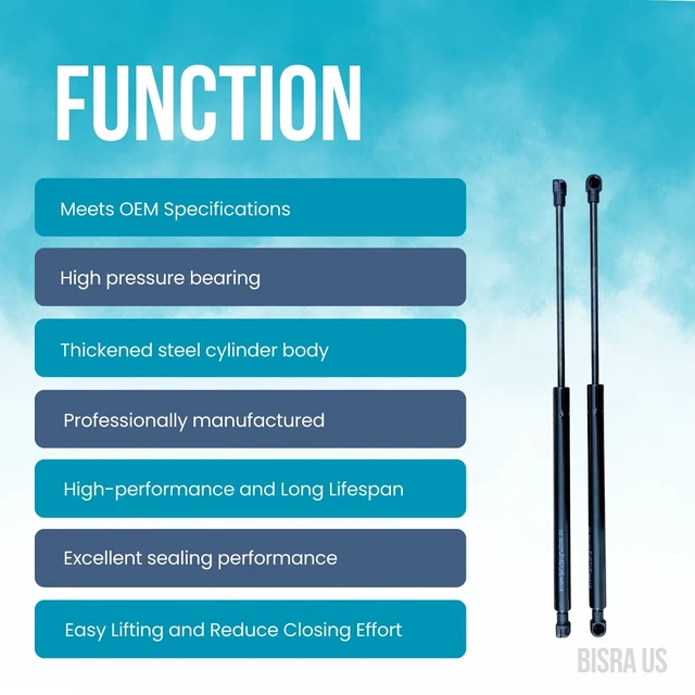 Alt view image 3 of 5 - BISRA Trunk Gas Strut Compatible with Toyota Prius 2016-2022 Rear Trunk Lid Lift Support 2-Piece Set 640N 18.2 in (462.28 mm)