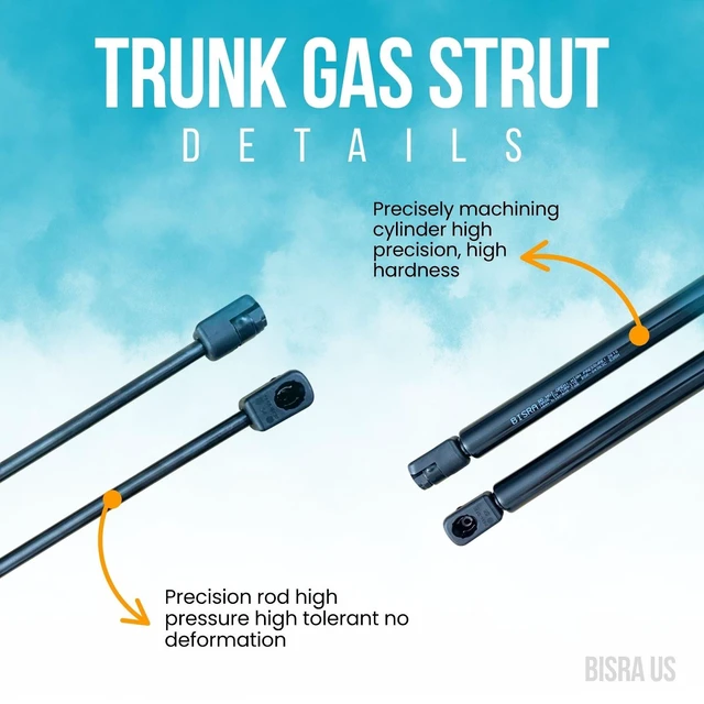 Alt view image 3 of 5 - BISRA Trunk Gas Strut compatible with Jeep Compass 2011-2016 Rear Trunk Lid Support, 535N (120.27 lbf), 21.51 in (546.4 mm) Extended Length, 2-Pack Set