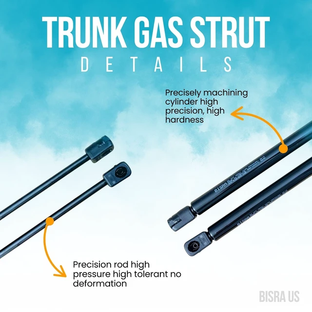 Alt view image 4 of 5 - BISRA Trunk Gas Strut, Compatible with Hyundai Veloster 2011-2017, Rear Hatch Struts 2-Pack Set, 560N (125.9 lbf), 16.70 in (424.2 mm) Extended Length