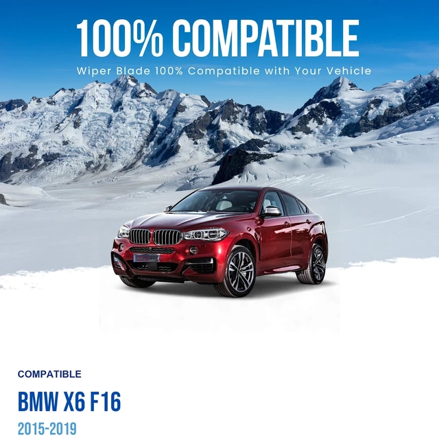 Alt view image 2 of 6 - MAXTEL Wiper Blade compatible with BMW X6 F16 2015-2019, Front Set of Two, Driver Side 24 in (600 mm), Passenger Side 20 in (500 mm)