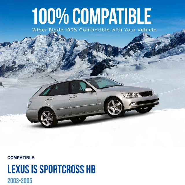 Alt view image 2 of 6 - MAXTEL Wiper Blade Set compatible with Lexus IS SportCross HB 2003-2005, Front 2-Piece, Driver 22 in, Passenger 19 in