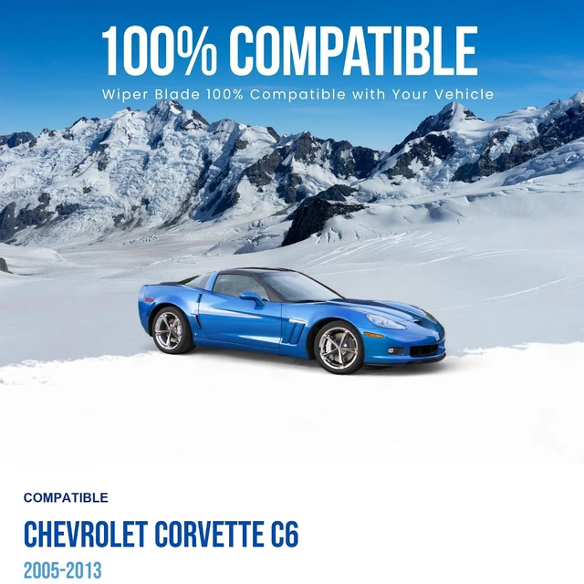 Alt view image 2 of 6 - MAXTEL Wiper Blade compatible with Chevrolet Corvette C6 2005-2013, Front Set of Two, Driver Side 21 in (530 mm), Passenger Side 21 in (530 mm)