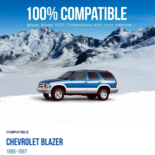 Alt view image 2 of 6 - MAXTEL Wiper Blade compatible with Chevrolet Blazer 1995-1997, Front Set of Two, Driver Side 20 in (500 mm), Passenger Side 20 in (500 mm)