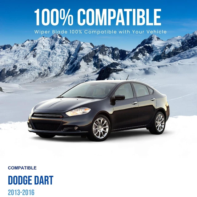 Alt view image 2 of 6 - MAXTEL Wiper Blade Set compatible with Dodge Dart 2013-2016, Front 2-Piece, Driver 26 in, Passenger 18 in