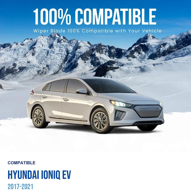 Alt view image 2 of 6 - MAXTEL Wiper Blade Set compatible with Hyundai IONIQ EV 2017-2021, Front 2-Piece, Driver 26 in, Passenger 18 in