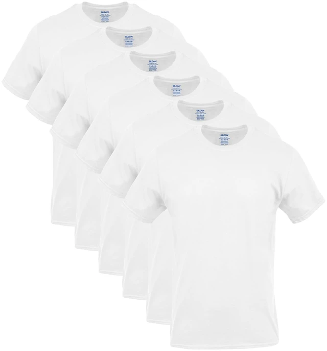 Main image of Men's Crew T-Shirts, Multipack, Style G1100, White (6-Pack), Large