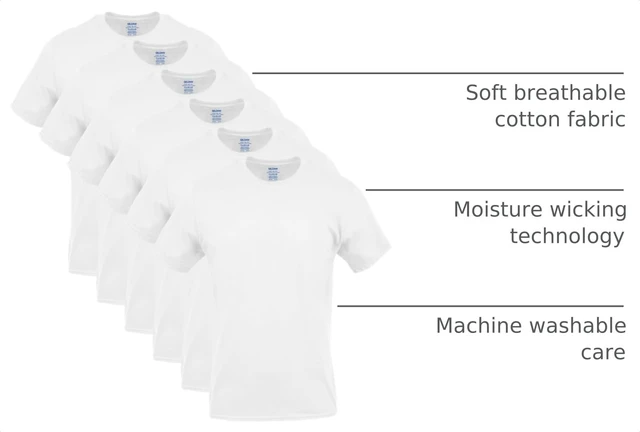 Alt view image 4 of 6 - Men's Crew T-Shirts, Multipack, Style G1100, White (6-Pack), Large