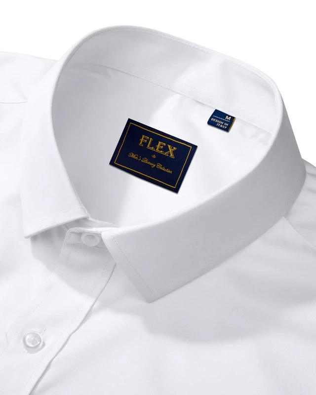 Alt view image 3 of 6 - Men's Dress Shirts Solid Long Sleeve Stretch Wrinkle-Free Formal Shirt Business Casual Button Down Shirts White Large