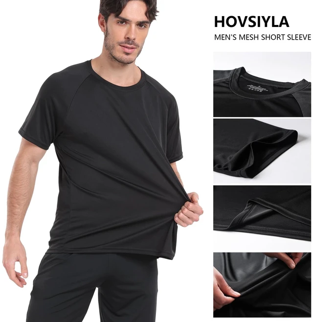 Alt view image 3 of 7 - 5 Pack Running Shirts Men Sport Tops Dry Fit Gym Wicking Athletic T Shirts Breathable Cool Workout Shirts L