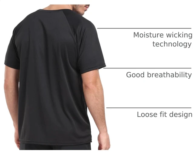 Alt view image 4 of 7 - 5 Pack Running Shirts Men Sport Tops Dry Fit Gym Wicking Athletic T Shirts Breathable Cool Workout Shirts L