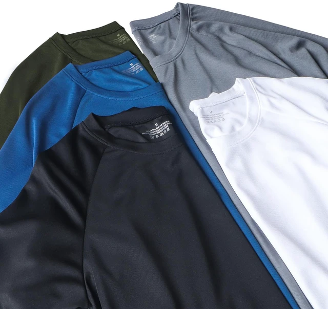 Alt view image 6 of 7 - 5 Pack Running Shirts Men Sport Tops Dry Fit Gym Wicking Athletic T Shirts Breathable Cool Workout Shirts L