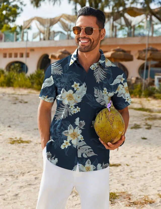 Alt view image 2 of 6 - Hawaiian Shirt for Men Short Sleeve Button Up Shirts Mens Casual Summer Beach Wear