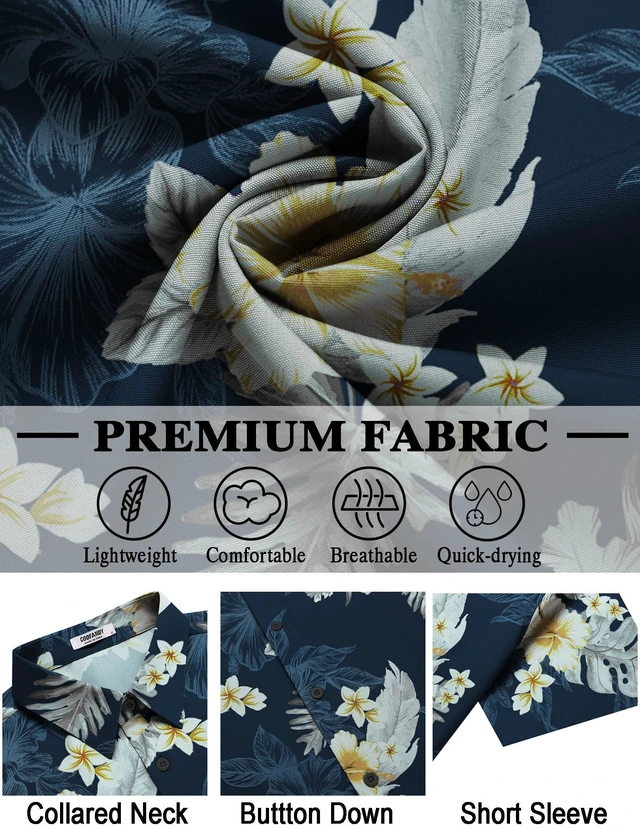 Alt view image 5 of 6 - Hawaiian Shirt for Men Short Sleeve Button Up Shirts Mens Casual Summer Beach Wear