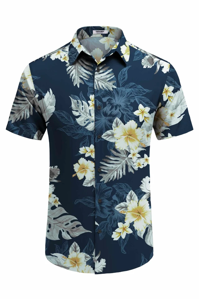 Alt view image 6 of 6 - Hawaiian Shirt for Men Short Sleeve Button Up Shirts Mens Casual Summer Beach Wear