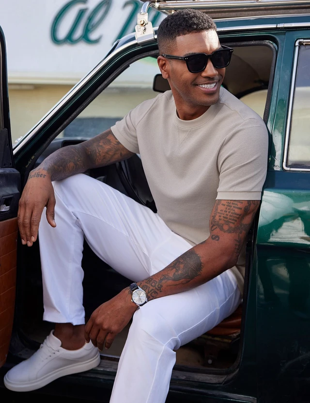 Alt view image 3 of 6 - Men's Shirts Casual Waffle Short Sleeve Crewneck T Shirts Summer Plain Pullover Tees Moon Gray XL
